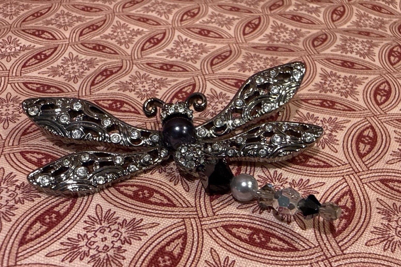 Swan Swarovski Gunmetal Grey Dragonfly Brooch Pin RARE Swan Swarovski Gunmetal Grey Dragonfly Brooch Pin RARE