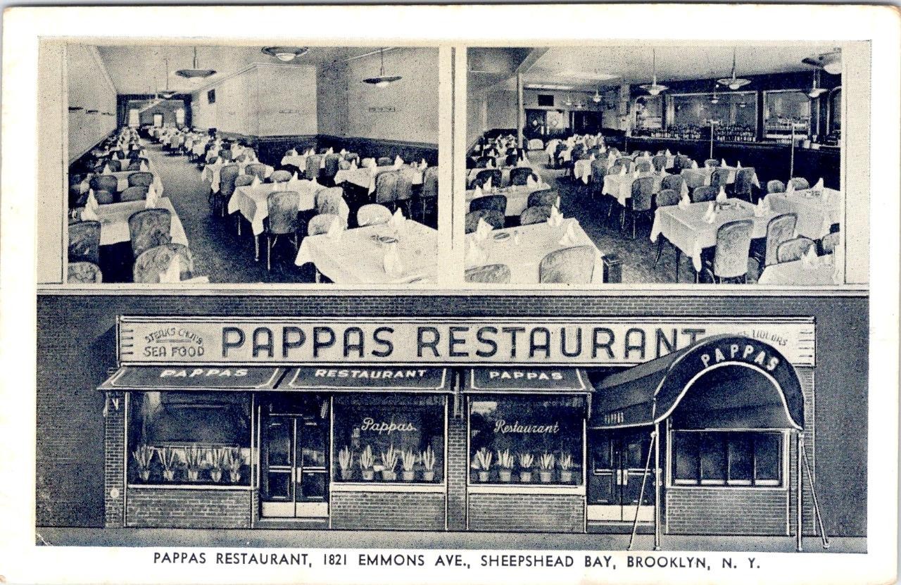 Brooklyn, NY New York PAPPAS RESTAURANT Sheepshead Bay 1945 Advertising Postcard Brooklyn, NY New York PAPPAS RESTAURANT Sheepshead Bay 1945 Advertising Postcard