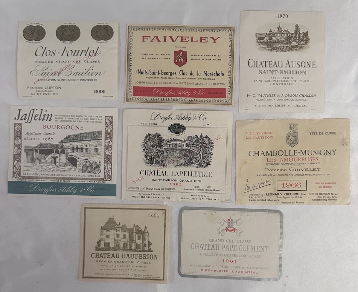 8 - 1960’s - 1970’s French Wine Labels Lot #3 (8 Labels) 8 - 1960’s - 1970’s French Wine Labels Lot #3 (8 Labels)