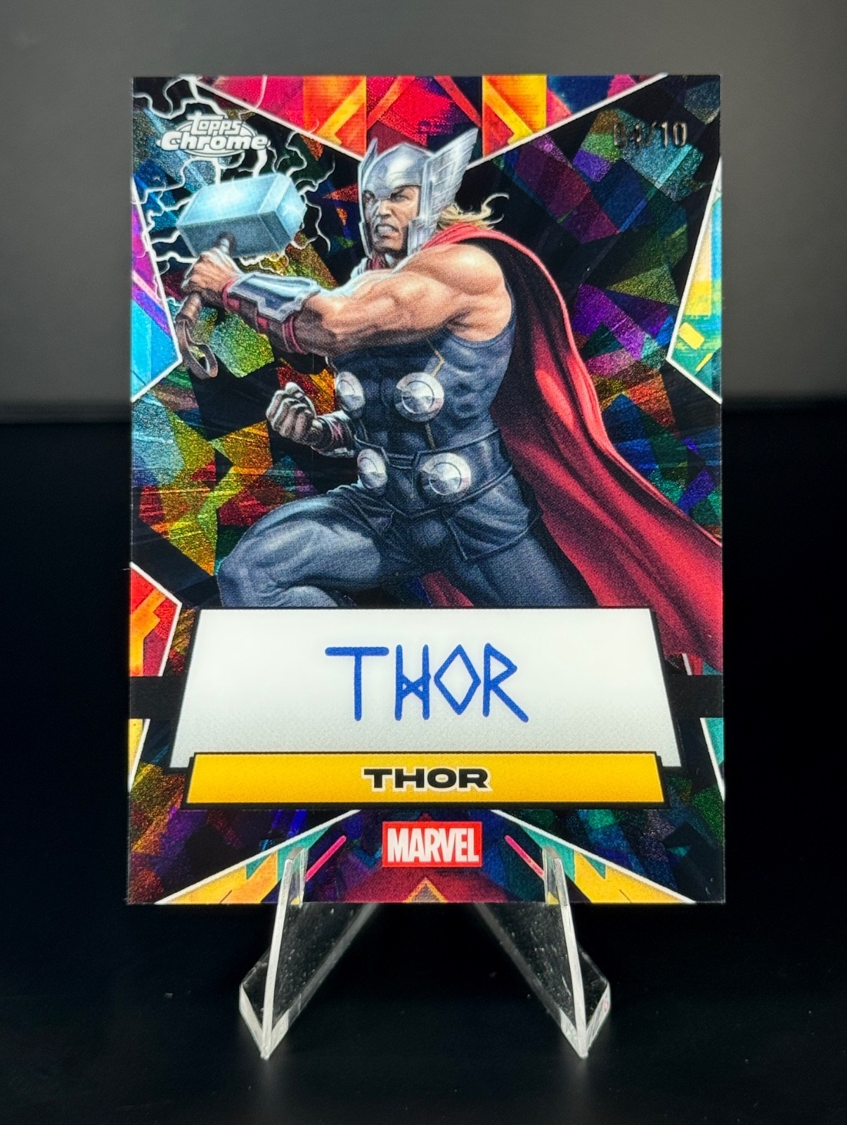 2025 Topps Chrome Marvel Thor Facsimile Black /10 Sapphire Auto Doomsday Avenger 2025 Topps Chrome Marvel Thor Facsimile Black /10 Sapphire Auto Doomsday Avenger