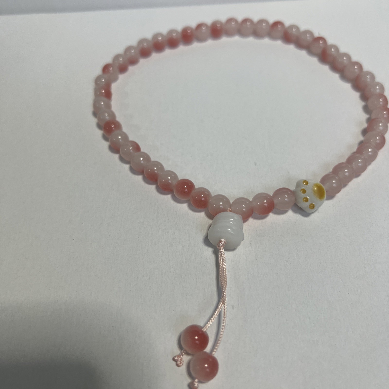 Pink and white natural jade . 