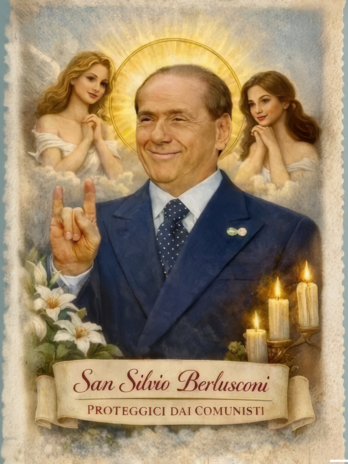 Lot 10 Santini San Silvio Berlusconi Meme Satire Politics Funny