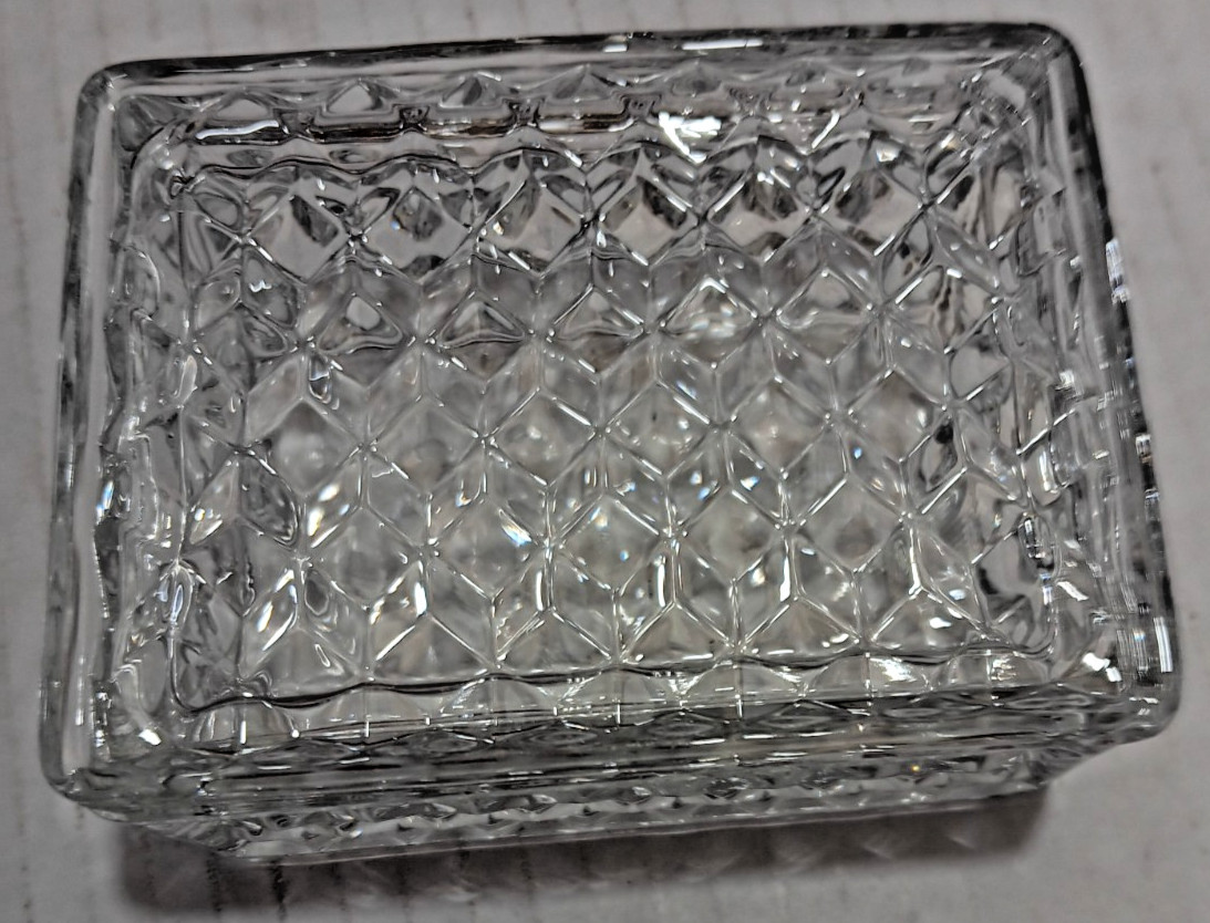 Antique Fostoria American Crystal Handkerchief Box and Cover Antique Fostoria American Crystal Handkerchief Box and Cover