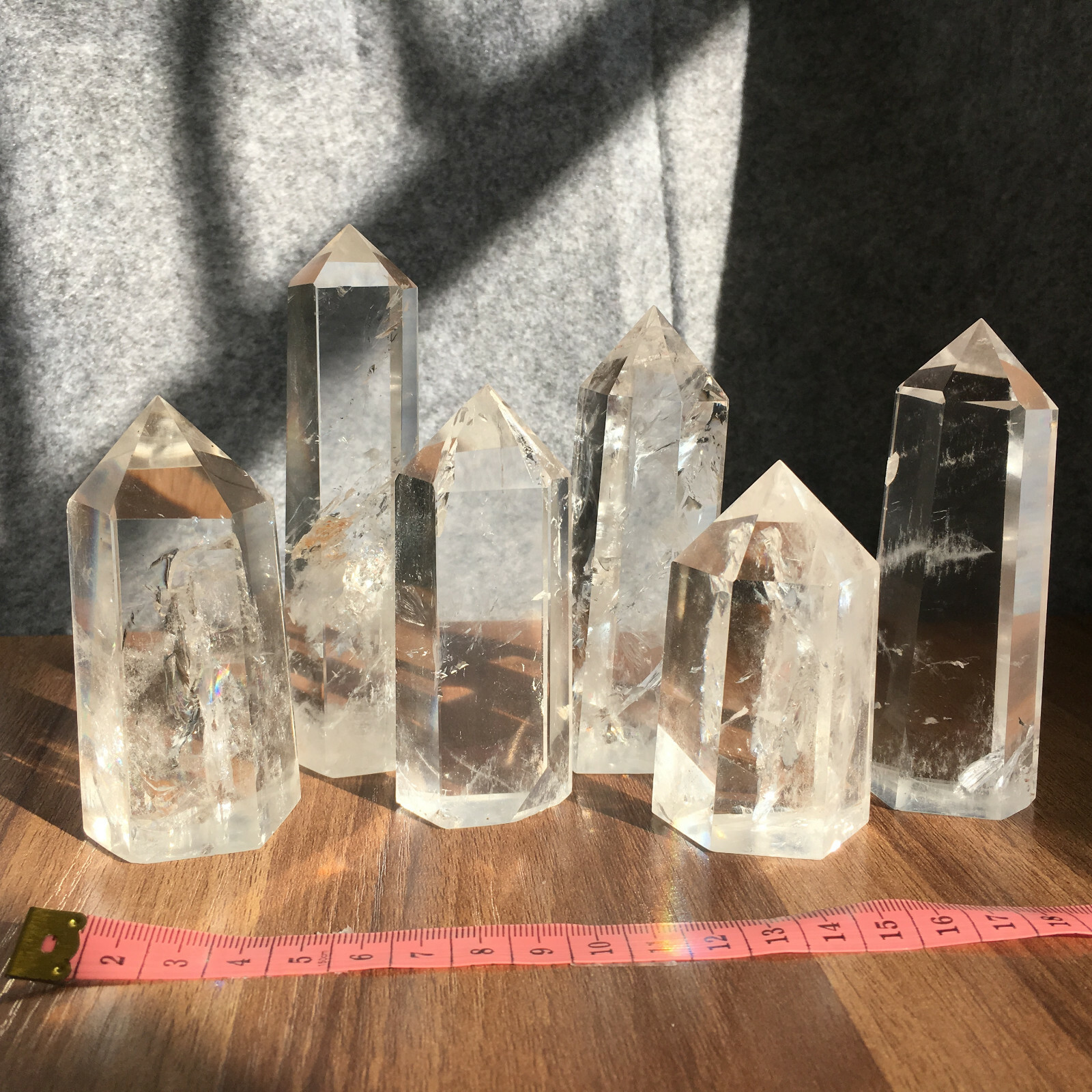 6PCS Natural clear quartz obelisk crystal WAND point healing random 6PCS Natural clear quartz obelisk crystal WAND point healing random