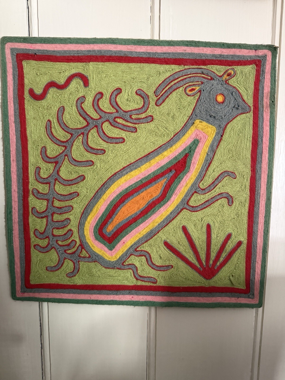 4 Huichol Yarn Paintings 16”X16” vintage 4 Huichol Yarn Paintings 16”X16” vintage