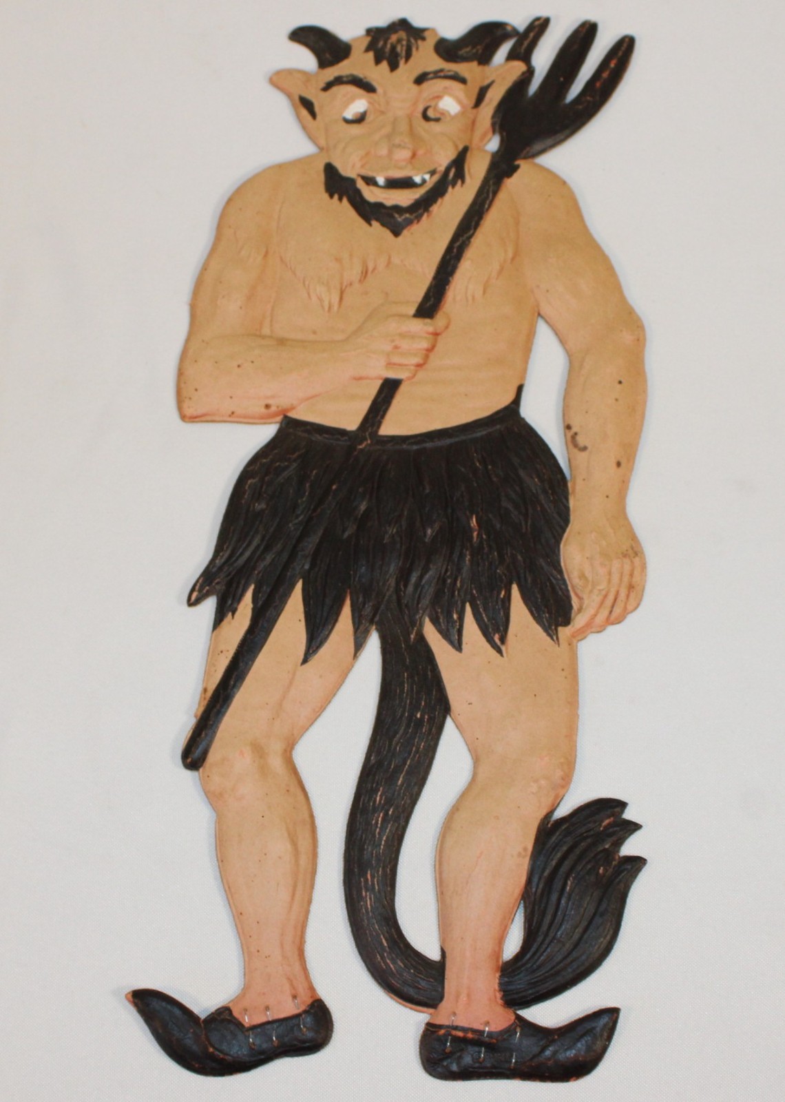 Antique German Embossed Die Cut Halloween Devil Pitchfork Tail Vijntage Pulp