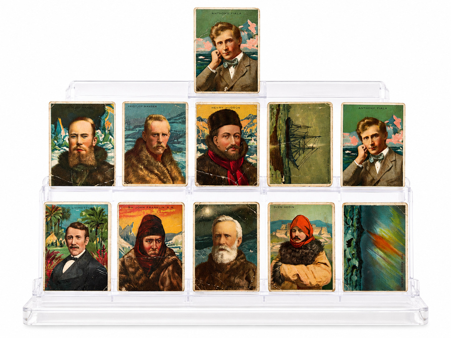 Lot of (11) 1910 T118 Hassan Cigarettes World's Greatest Explorers Tobacco Cards