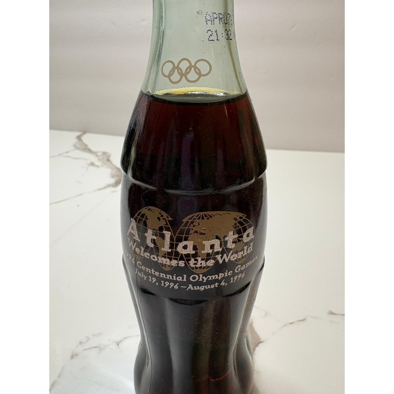 Coca-Cola Classic 1996 Atlanta Centennial Olympic Games 8oz Glass Bottle Full Coca-Cola Classic 1996 Atlanta Centennial Olympic Games 8oz Glass Bottle Full