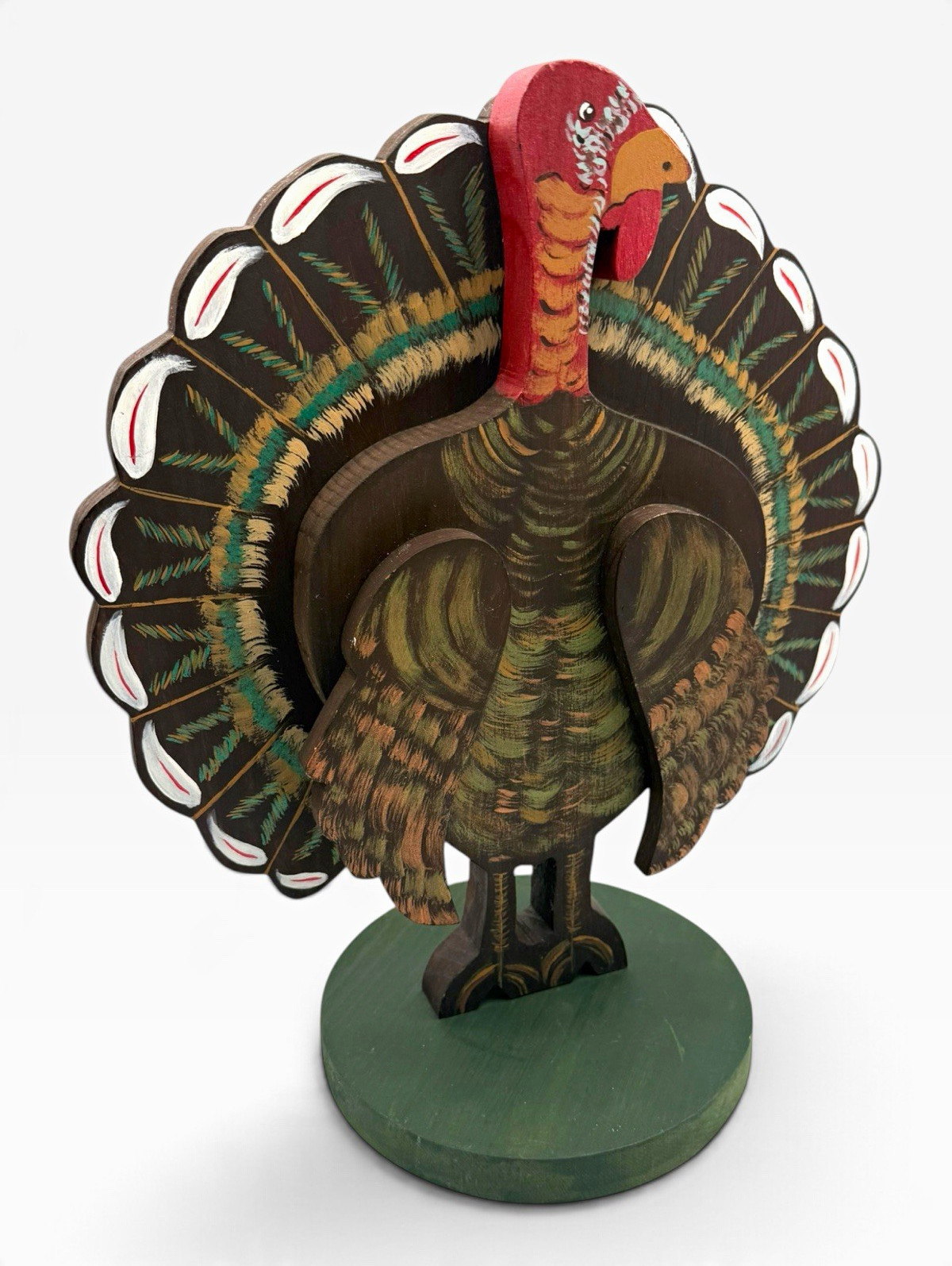 Wooden Turkey Thanksgiving Folk Art Decor Hand Painted Shimmer 12.25 Inch Wooden Turkey Thanksgiving Folk Art Decor Hand Painted Shimmer 12.25 Inch