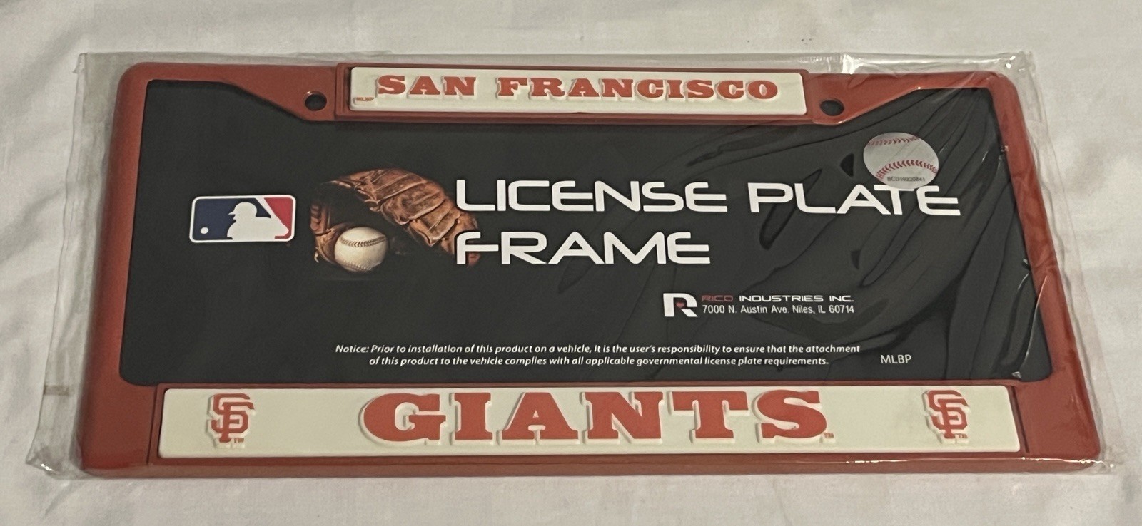 San Francisco Giants Orange Metal Auto Car License Plate Frame Rico NEW San Francisco Giants Orange Metal Auto Car License Plate Frame Rico NEW