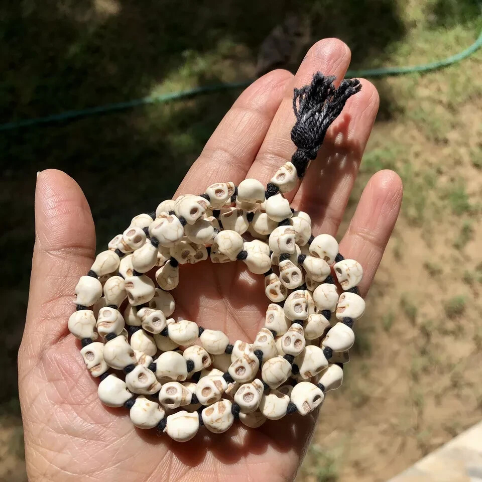 Goddess KALI Nar Mund Mala ROSARY Carved Skull 108+1 Prayer Beads 8mm size Goddess KALI Nar Mund Mala ROSARY Carved Skull 108+1 Prayer Beads 8mm size