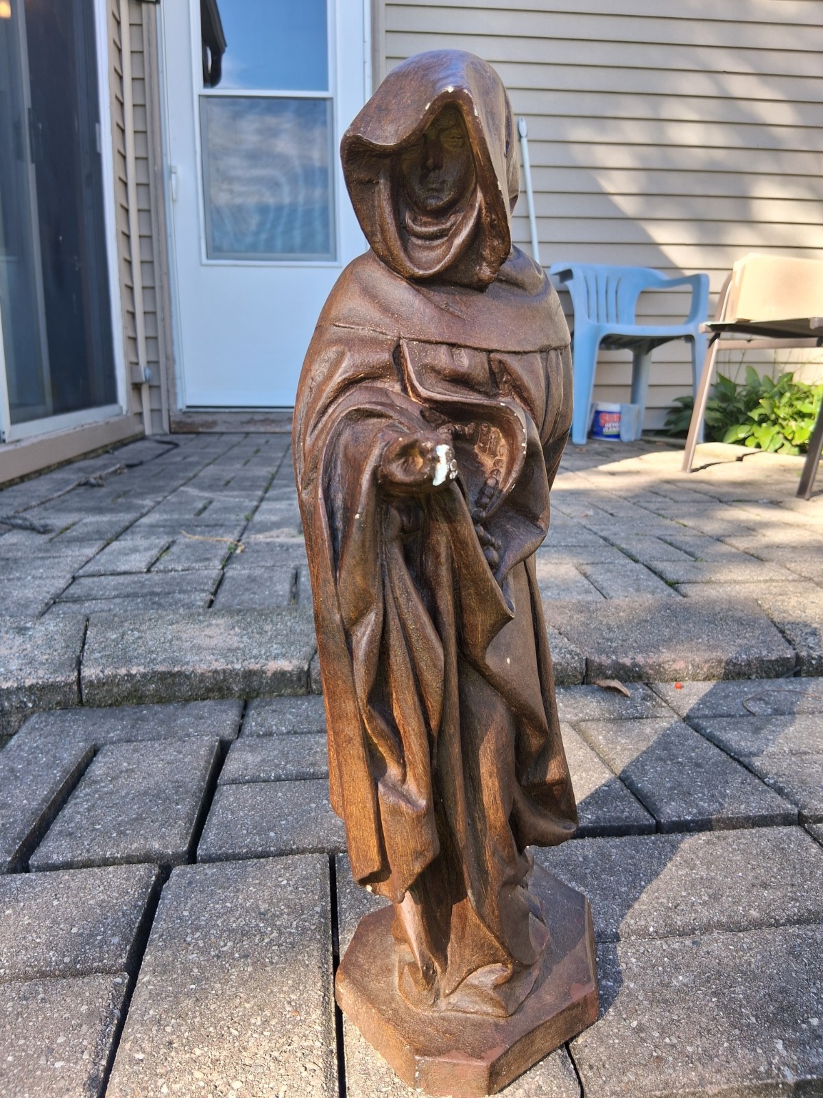 VIntage Esco chalkware / plaster statue of a hooded monk or saint, mourner. VIntage Esco chalkware / plaster statue of a hooded monk or saint, mourner.
