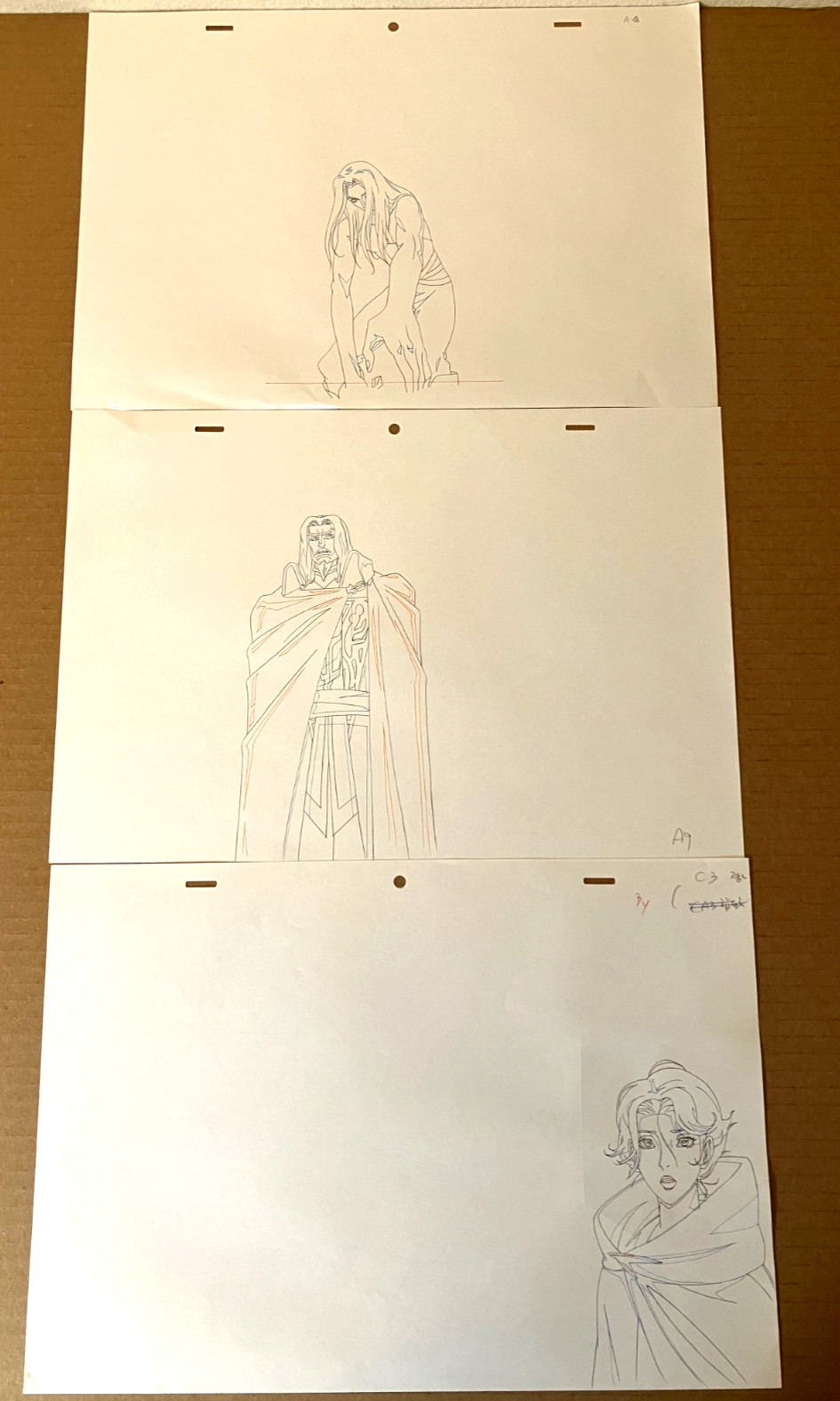 3x Castlevania 2017 Original Production Drawing Alucard Dracula Sypha Pencil cel 3x Castlevania 2017 Original Production Drawing Alucard Dracula Sypha Pencil cel