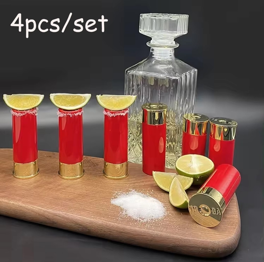 Shotgun Shell Shot Glasses Set of 4 Novelty Barware Shotgun Shell Shot Glasses Set of 4 Novelty Barware
