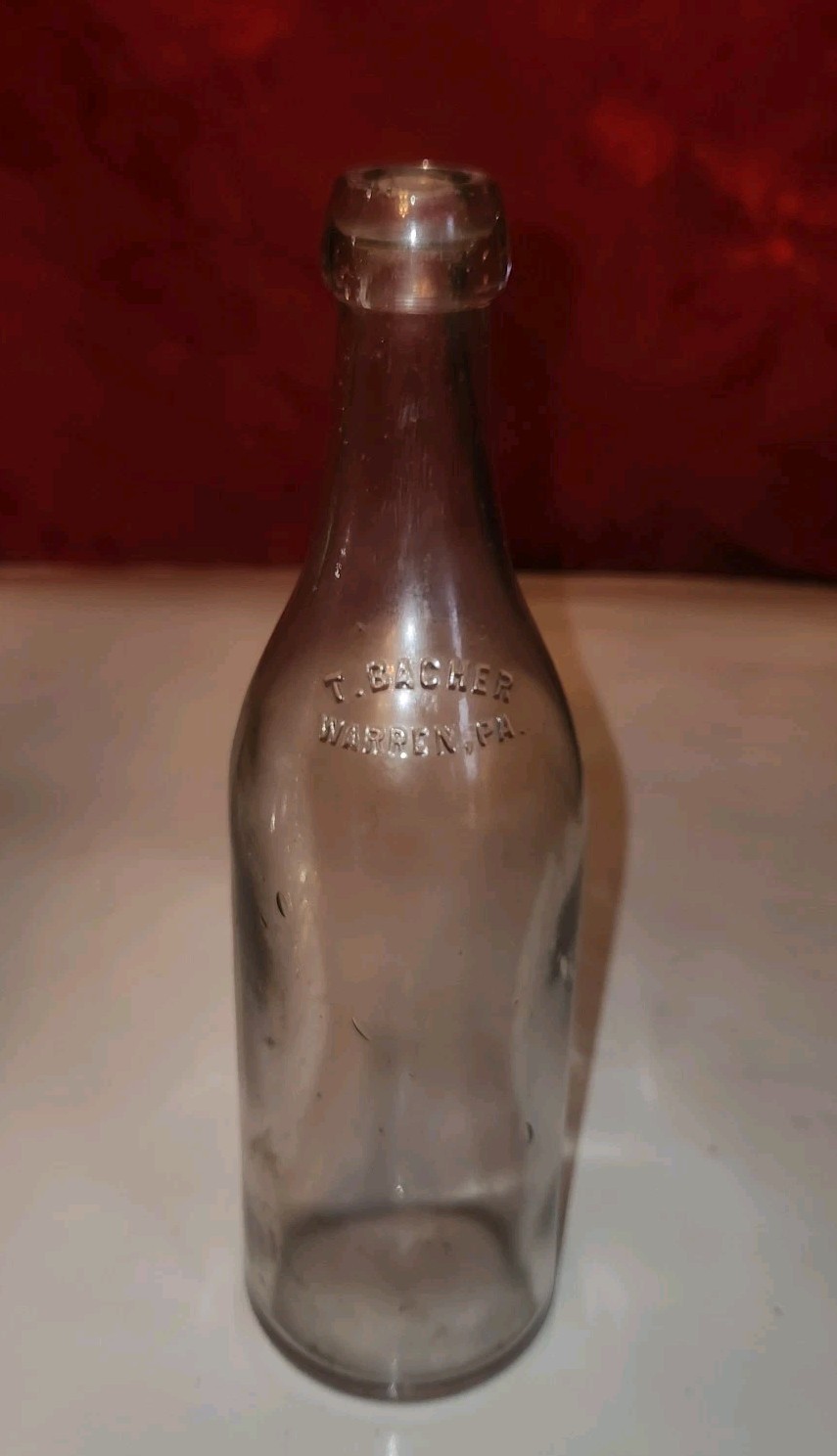 ANTIQUE (early) T. BACHER WARREN PA. BOTTLE VERY RARE. ANTIQUE (early) T. BACHER WARREN PA. BOTTLE VERY RARE.