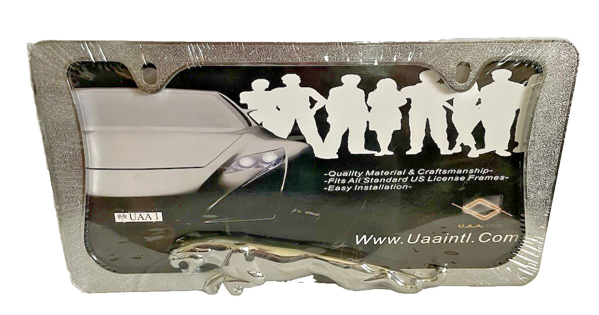 NIP 3D Jaguar Leaper Emblem Chrome License Plate Frame Metal Stainless Steel UAA NIP 3D Jaguar Leaper Emblem Chrome License Plate Frame Metal Stainless Steel UAA