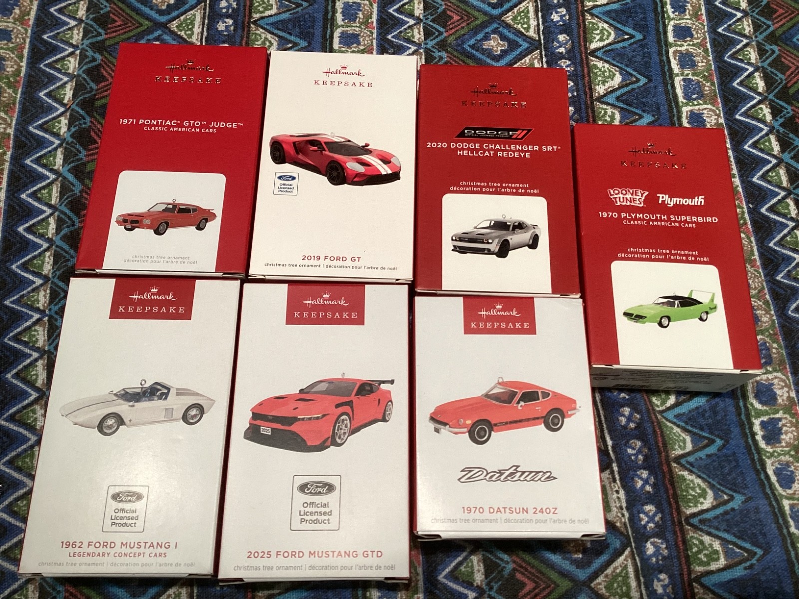 8 Hallmark Christmas Car Ornaments Datsun Z,Super Bee, Mustang+New in Boxes 8 Hallmark Christmas Car Ornaments Datsun Z,Super Bee, Mustang+New in Boxes