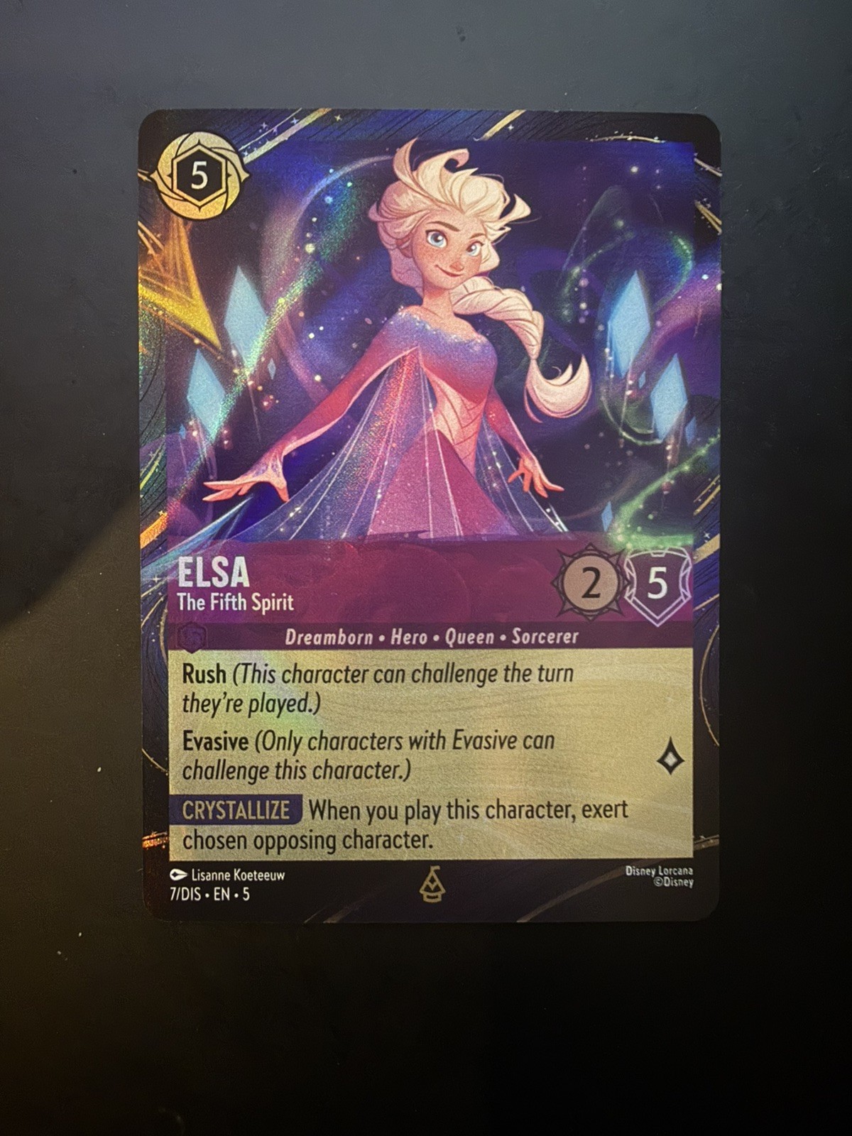 Disney Lorcana Elsa - Fifth Spirit Rare Foil 7/DIS Hong Kong Promo Disney Lorcana Elsa - Fifth Spirit Rare Foil 7/DIS Hong Kong Promo