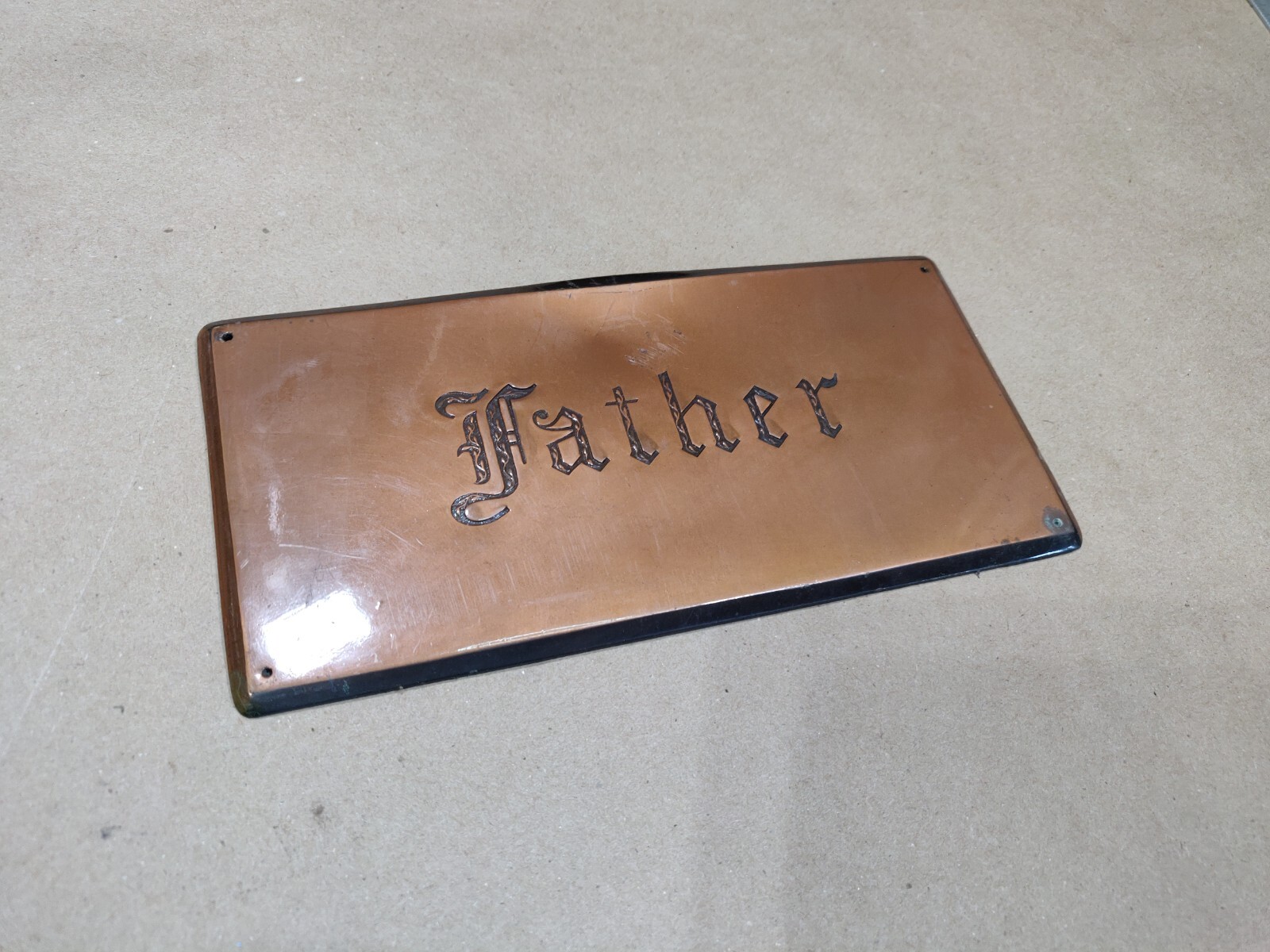 Victor Casket Hardware Vintage Copper Metal Sign, Victor Casket Hardware Vintage Copper Metal Sign,