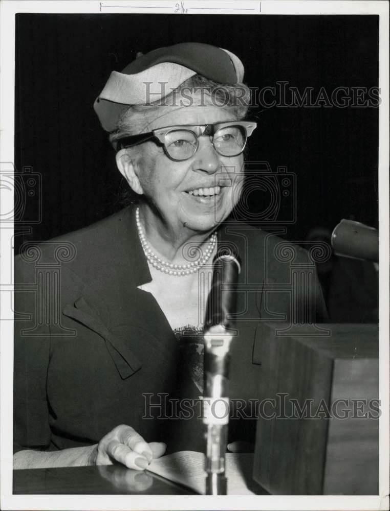 1959 Press Photo Eleanor Roosevelt appeared before Senate Labor Subcommittee, DC