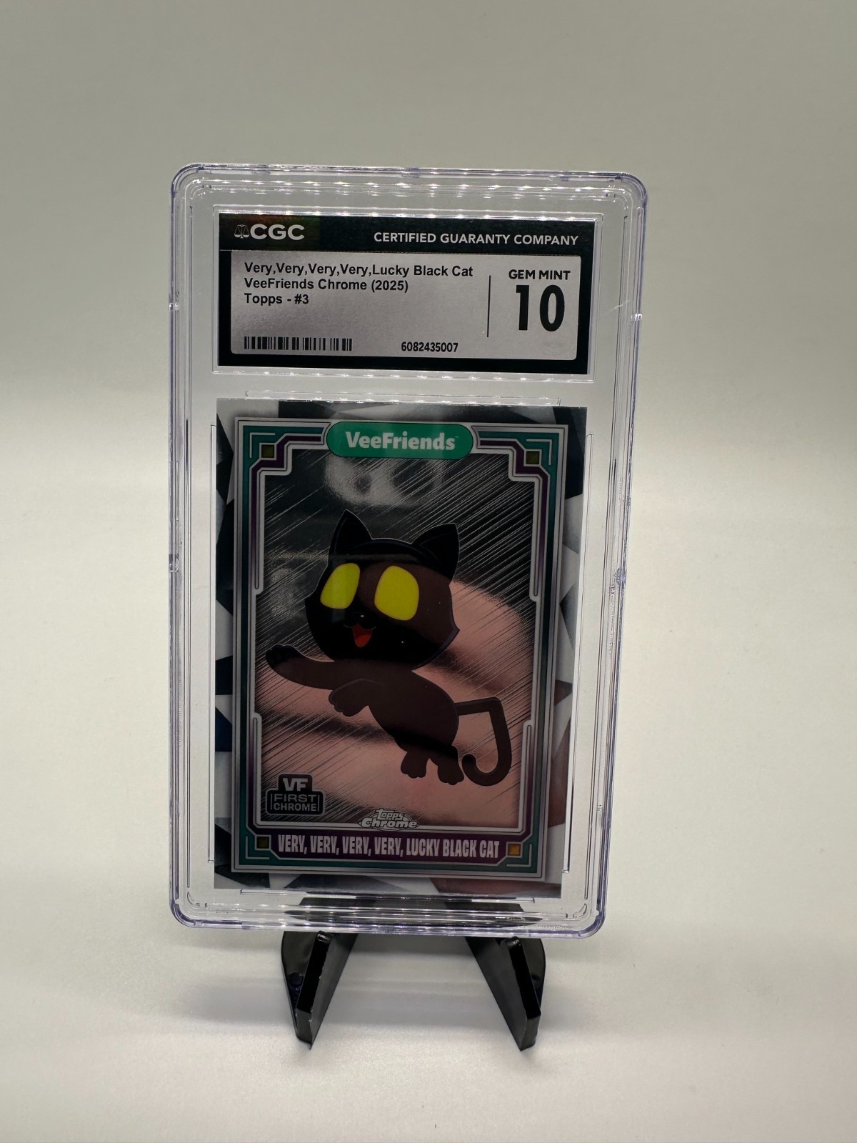 VERY LUCKY BLACK CAT 2025 TOPPS VEEFRIENDS CHROME FIRST #3 CGC 10 GEM VERY LUCKY BLACK CAT 2025 TOPPS VEEFRIENDS CHROME FIRST #3 CGC 10 GEM