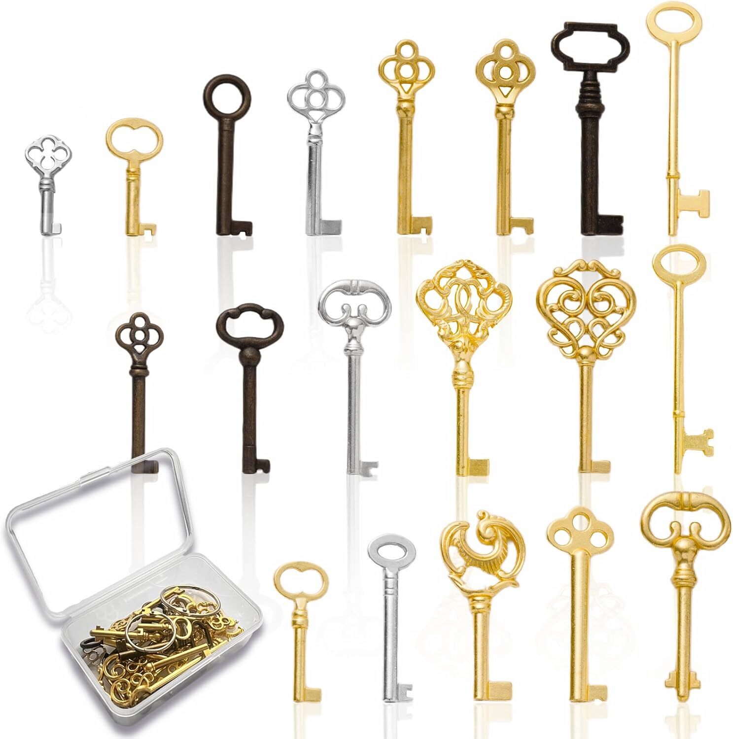 19PC Universal Skeleton Keys Replacement for Vintage Furniture Old Style Cabine
