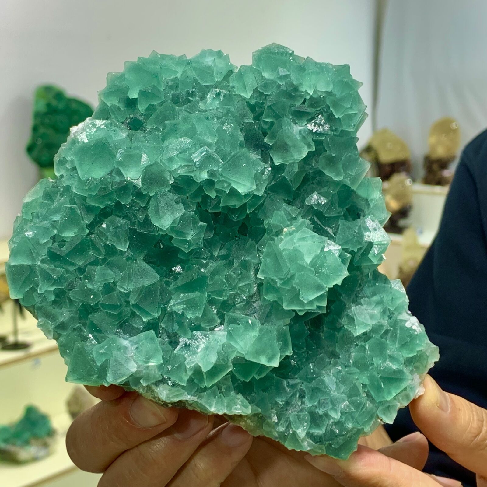 1.87LB Natural green Fluorite Quartz Crystal Mineral specimen