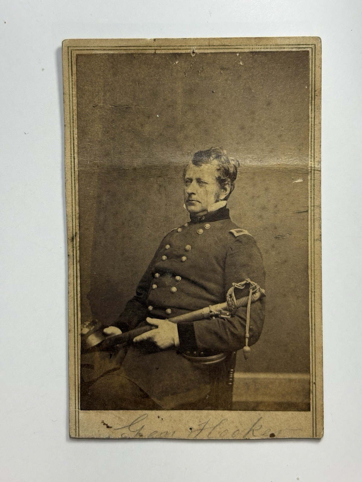 Vintage 1862 Civil War CDV Union General Joseph Hooker w/ Sword - by Brady Vintage 1862 Civil War CDV Union General Joseph Hooker w/ Sword - by Brady