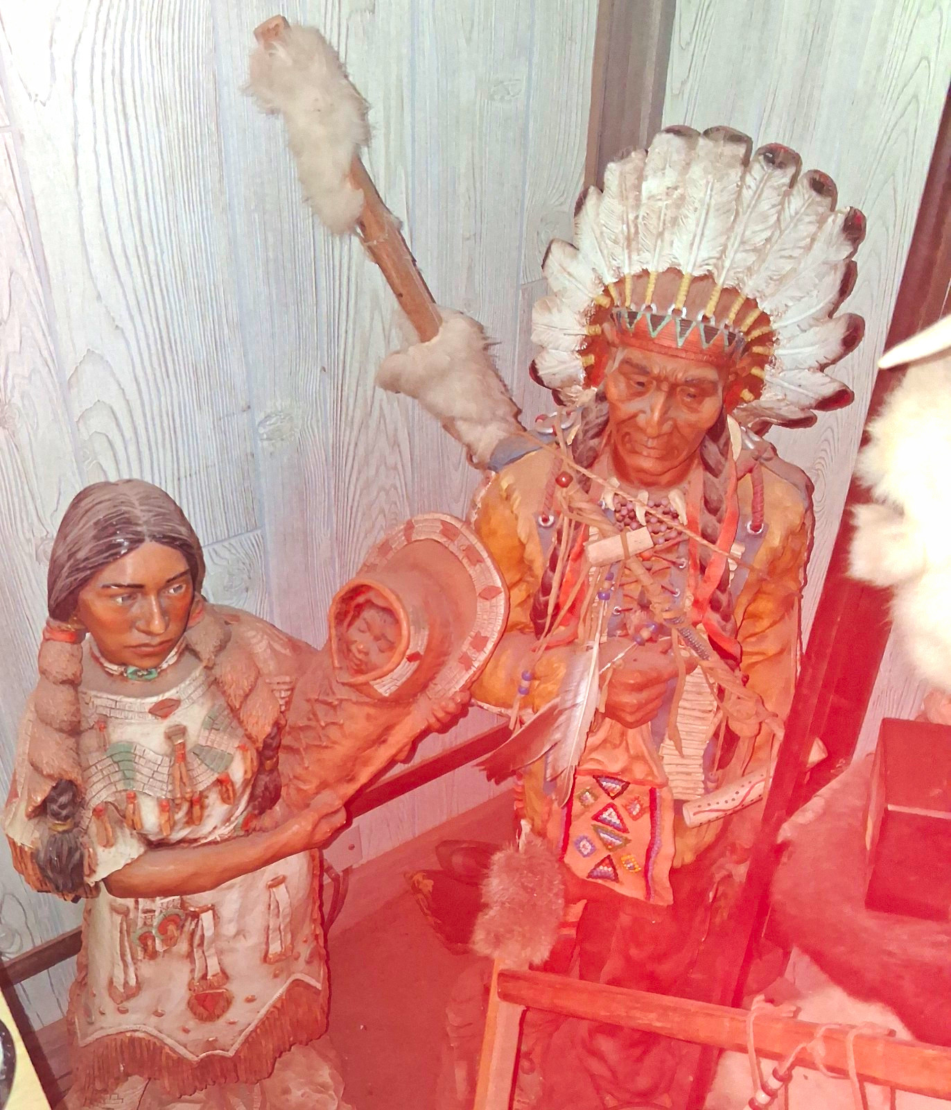 Hand Painted Native American Figurine Multicolor 1970s Hand Painted Native American Figurine Multicolor 1970s