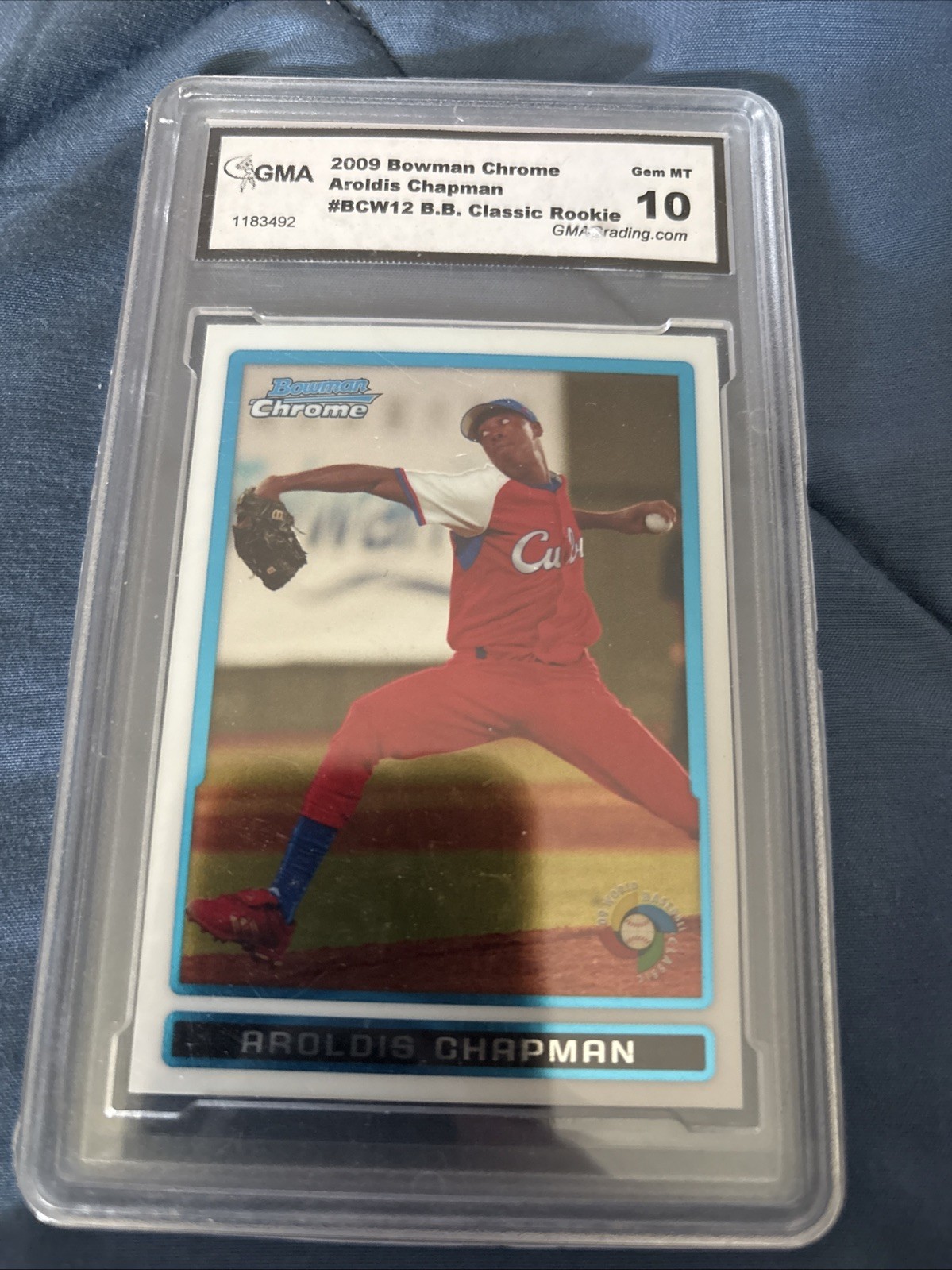 ✅2009 Bowman Chrome Aroldis Chapman WBC Prospects GMA 10 Gem Mint✅ ✅2009 Bowman Chrome Aroldis Chapman WBC Prospects GMA 10 Gem Mint✅