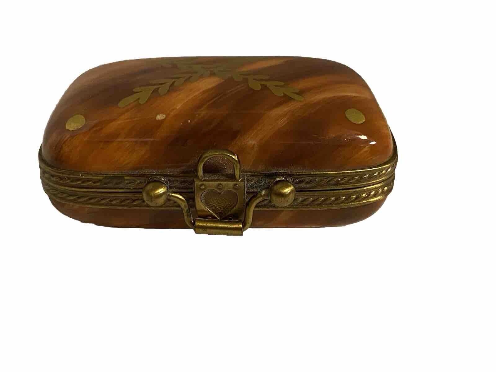 Limoges Rochard Luggage Suitcase Box Peint Main Trinket Box