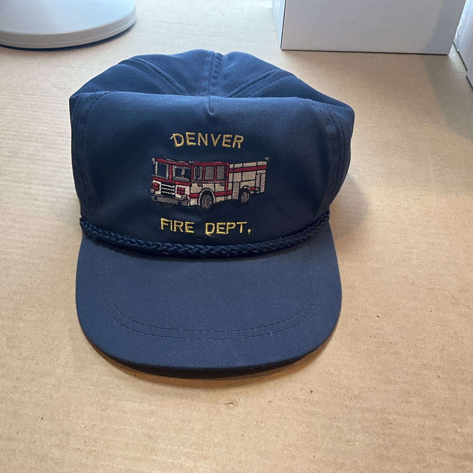 Vintage Denver Fire Department Rope Hat With Fire Engine Vintage Denver Fire Department Rope Hat With Fire Engine