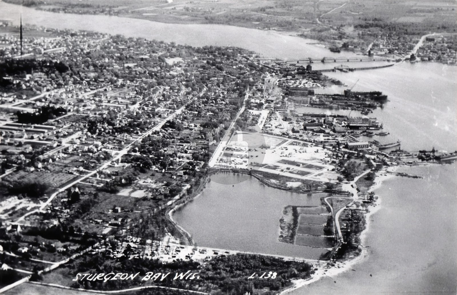 c1950s Aerial Sturgeon Bay Wisconsin WI RPPC Photo Postcard COPY c1950s Aerial Sturgeon Bay Wisconsin WI RPPC Photo Postcard COPY