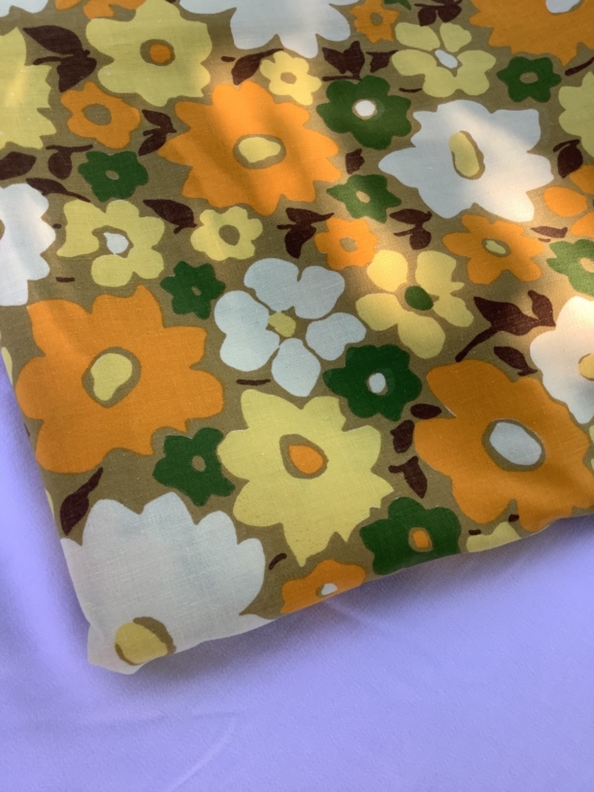 1960s/70s floral fabric, green white and yellow upholstery material groovy style 1960s/70s floral fabric, green white and yellow upholstery material groovy style