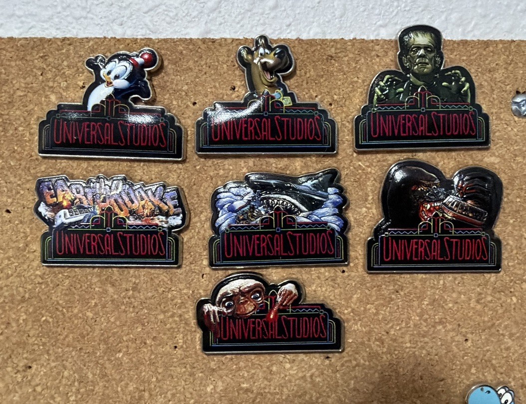 Universal Studios 7 Piece Pin lot - LIMITED RELEASE MYSTERY RIDE SET NO BACKS Universal Studios 7 Piece Pin lot - LIMITED RELEASE MYSTERY RIDE SET NO BACKS