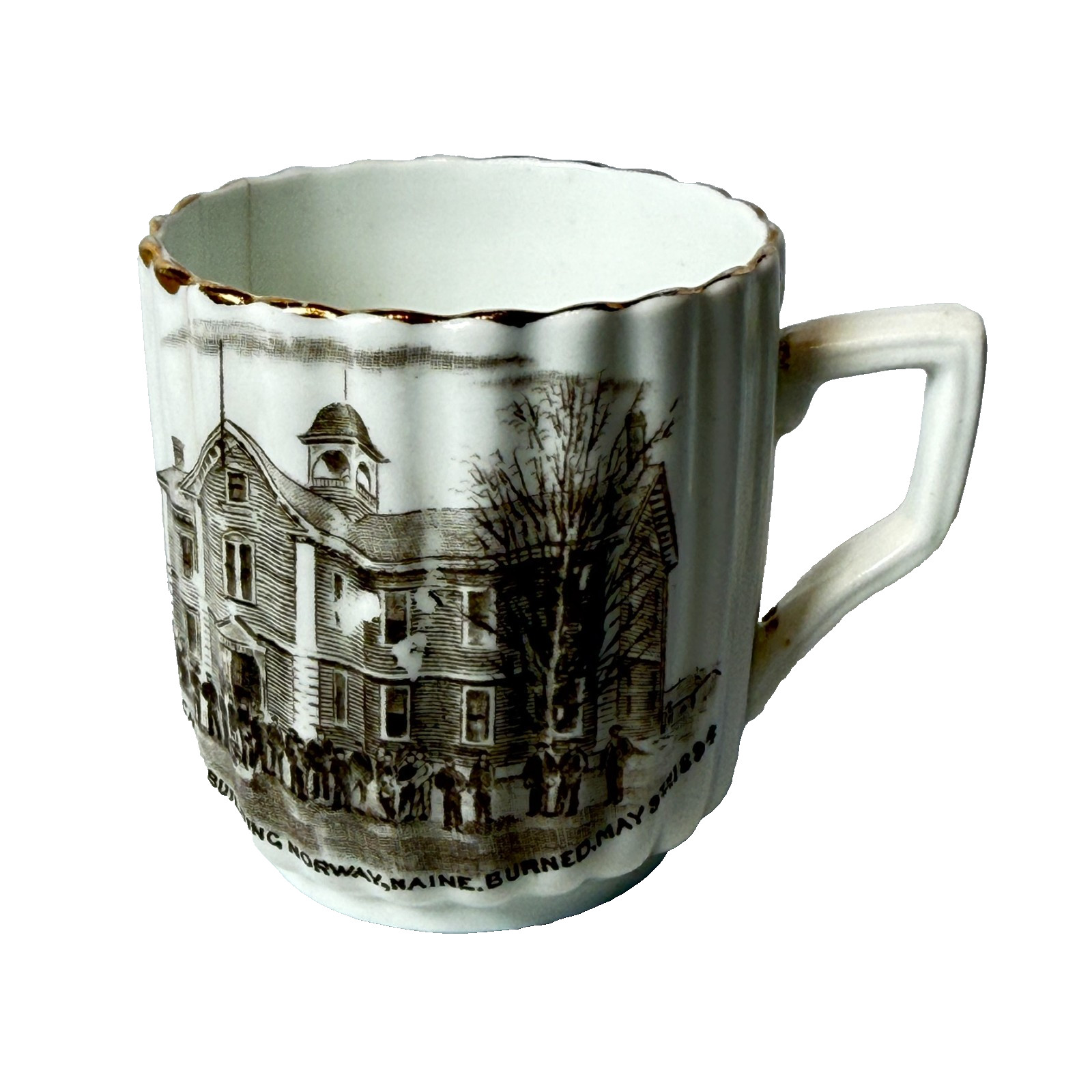 Great Fire of Norway MAINE ME ANTIQUE SOUVENIR CHINA CUP MUG Great Fire of Norway MAINE ME ANTIQUE SOUVENIR CHINA CUP MUG