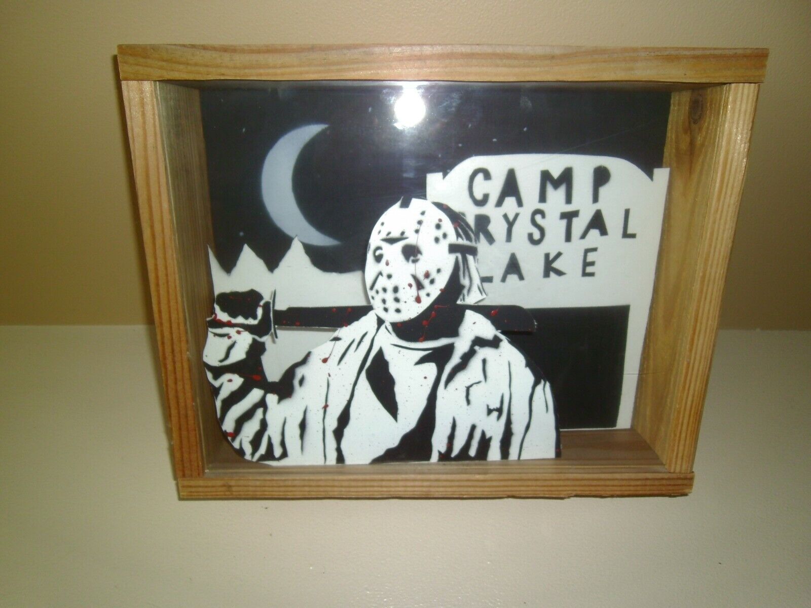 RARE DRAWN TO DARKNESS FRIDAY THE 13TH HORROR CAMP SHADOW BOX JASON VOORHEES
