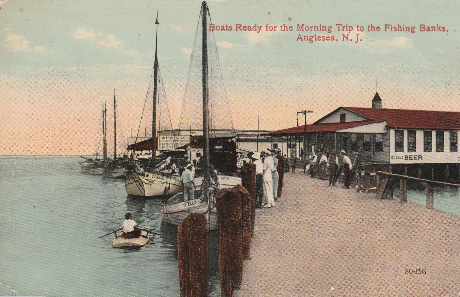 Vintage Postcard: Anglesea, NJ Boats Ready to Leave For Fishing Banks A 5326 Vintage Postcard: Anglesea, NJ Boats Ready to Leave For Fishing Banks A 5326