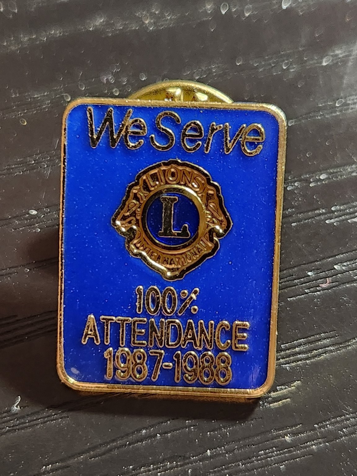 Vintage Lions International 100% Attendance Pin 1987-1988 We Serve (Lot of 2)