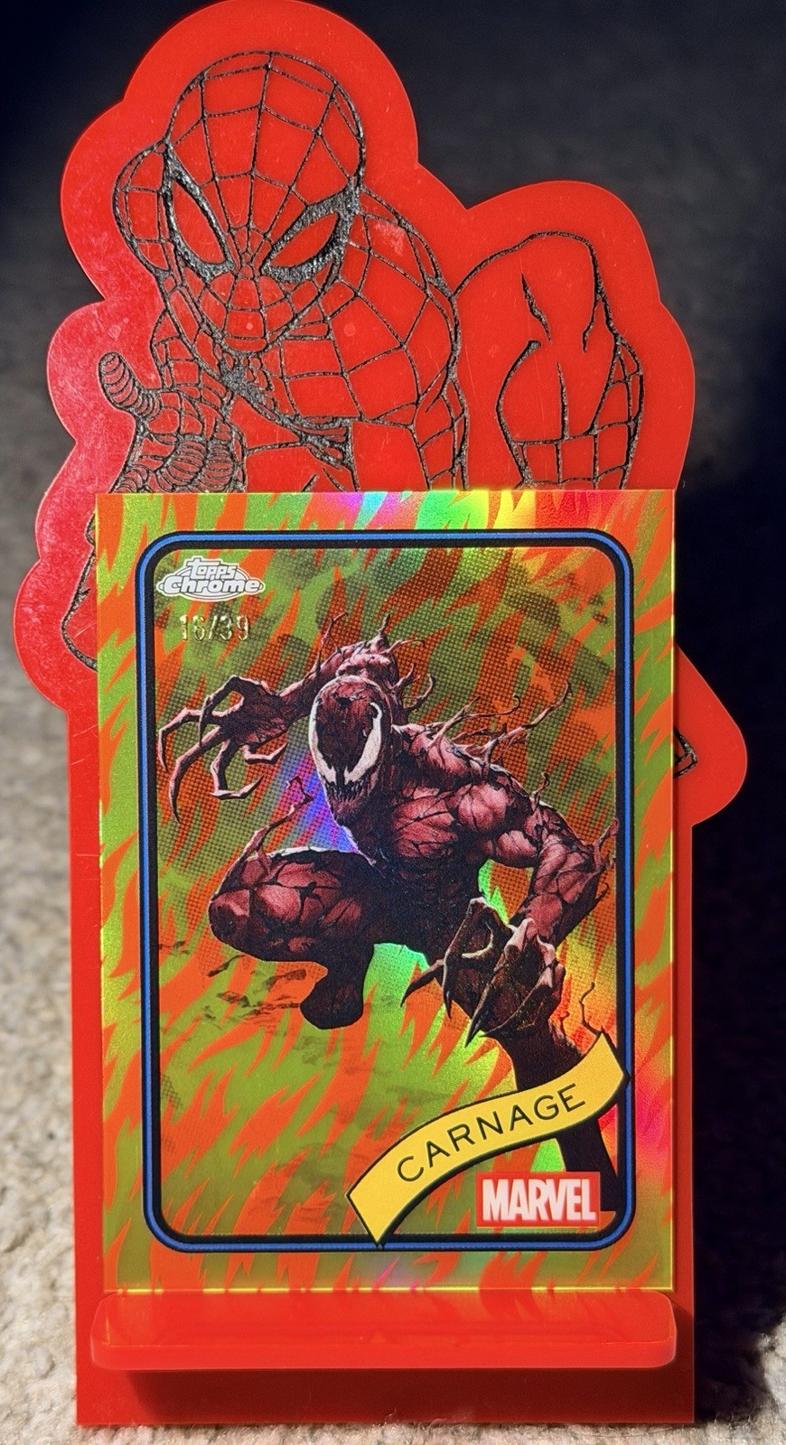 2025 Topps Chrome Marvel #173 Carnage /39 Human Torch Refractor 2025 Topps Chrome Marvel #173 Carnage /39 Human Torch Refractor