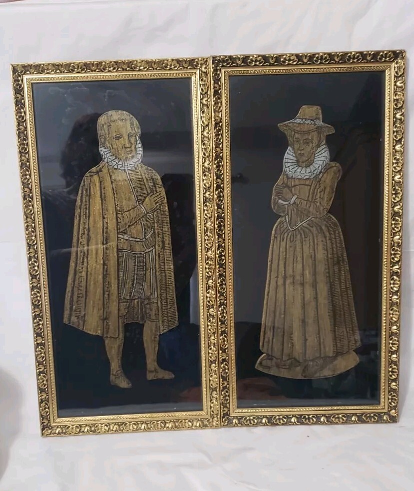 Antique Brass Rubbings18x9 Leonard & Elizabeth Fearringtons Suffolk England 1611 Antique Brass Rubbings18x9 Leonard & Elizabeth Fearringtons Suffolk England 1611
