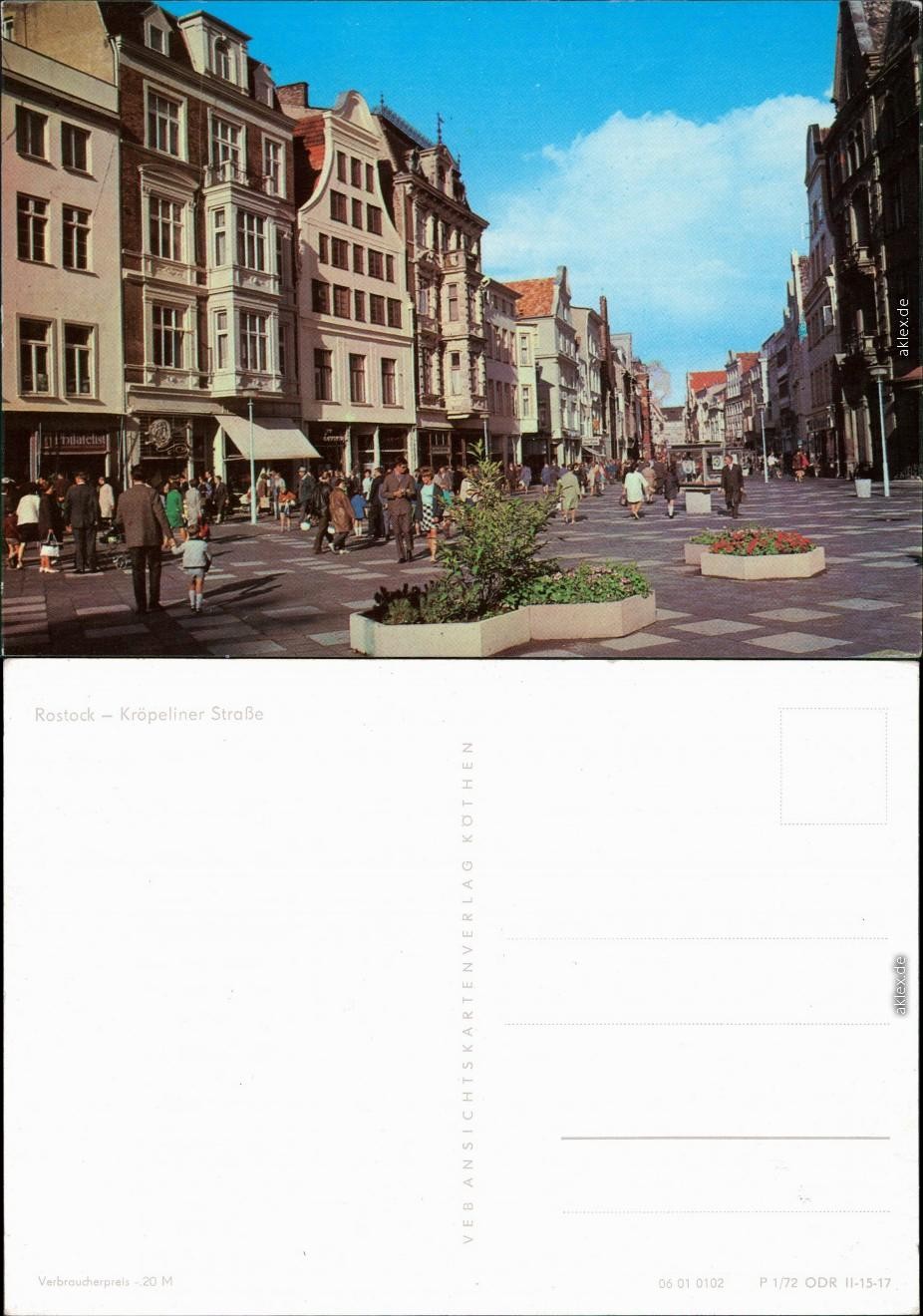 Postcard Rostock Kröpeliner Straße 1972 Postcard Rostock Kröpeliner Straße 1972