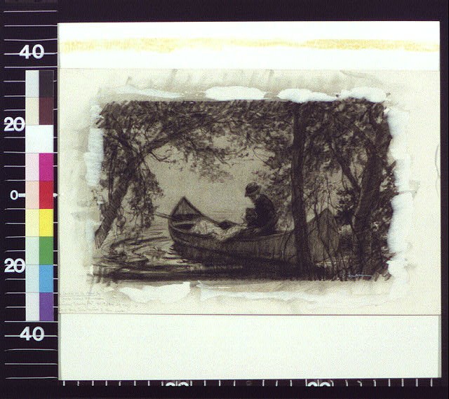 Photo:Couple in Canoe 1923 Illustration Canoe Lovers Periodical Artwork