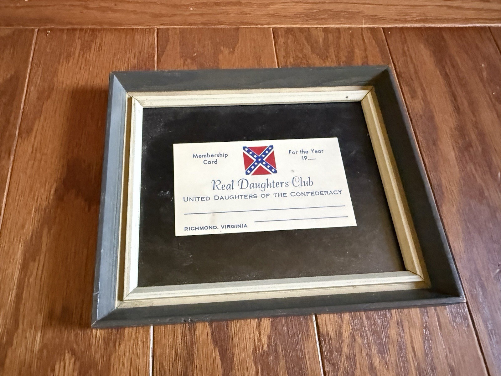 Framed Confederate Daughters Membership Card, Richmond VA Framed Confederate Daughters Membership Card, Richmond VA