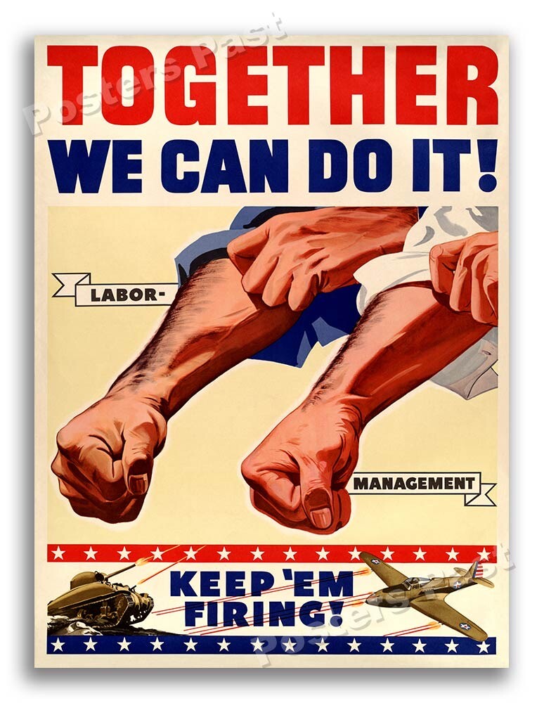 “Together We Can Do It” 1942 Vintage Style World War 2 Poster - 24x32 “Together We Can Do It” 1942 Vintage Style World War 2 Poster - 24x32