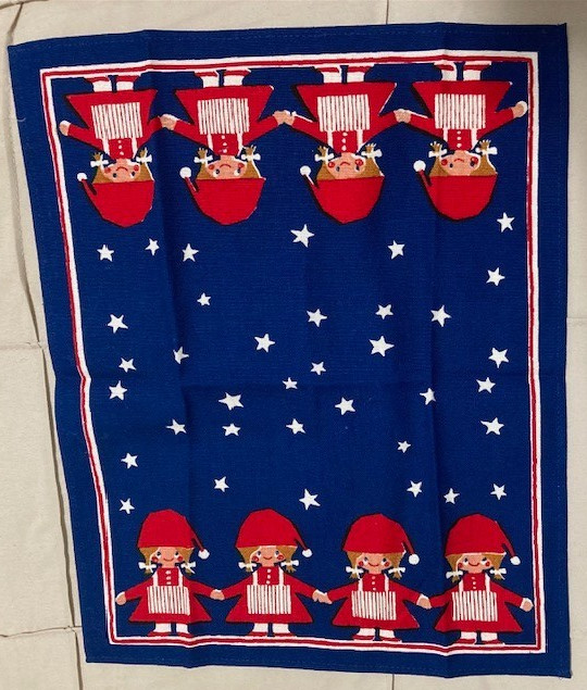 MCM Vintage Danish Christmas Placemat Aase Preben Jangaard Handprinted Nisser El MCM Vintage Danish Christmas Placemat Aase Preben Jangaard Handprinted Nisser El