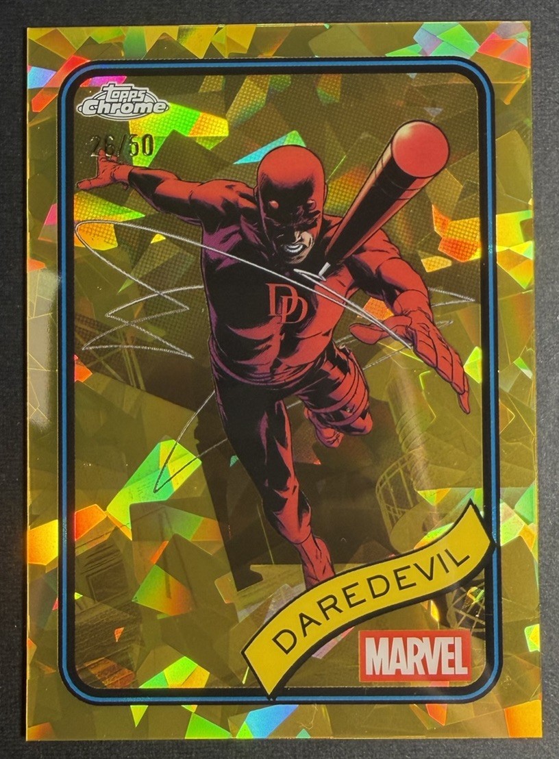 2025 Topps Chrome Marvel Daredevil Sapphire Gold Refractor /50 #97 2025 Topps Chrome Marvel Daredevil Sapphire Gold Refractor /50 #97