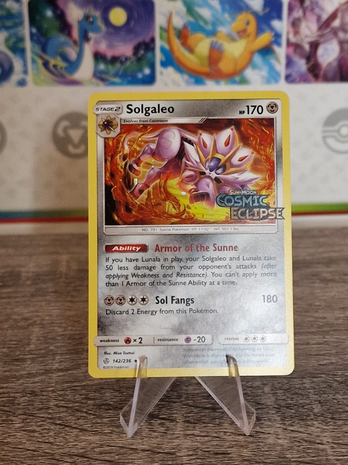 Pokémon TCG Solgaleo Cosmic Eclipse Stamped NM 142/236 Holo Rare 2019 Pokémon TCG Solgaleo Cosmic Eclipse Stamped NM 142/236 Holo Rare 2019