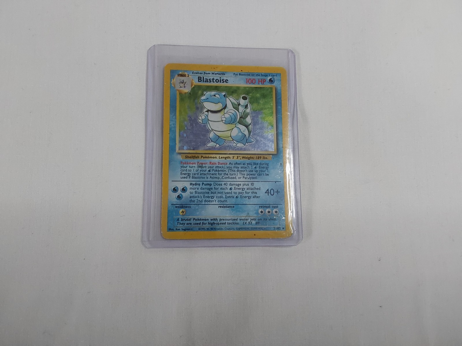 Pokemon Blastoise 2/102 Holo Base Set Unlimited WOTC Vintage HP English Card Pokemon Blastoise 2/102 Holo Base Set Unlimited WOTC Vintage HP English Card