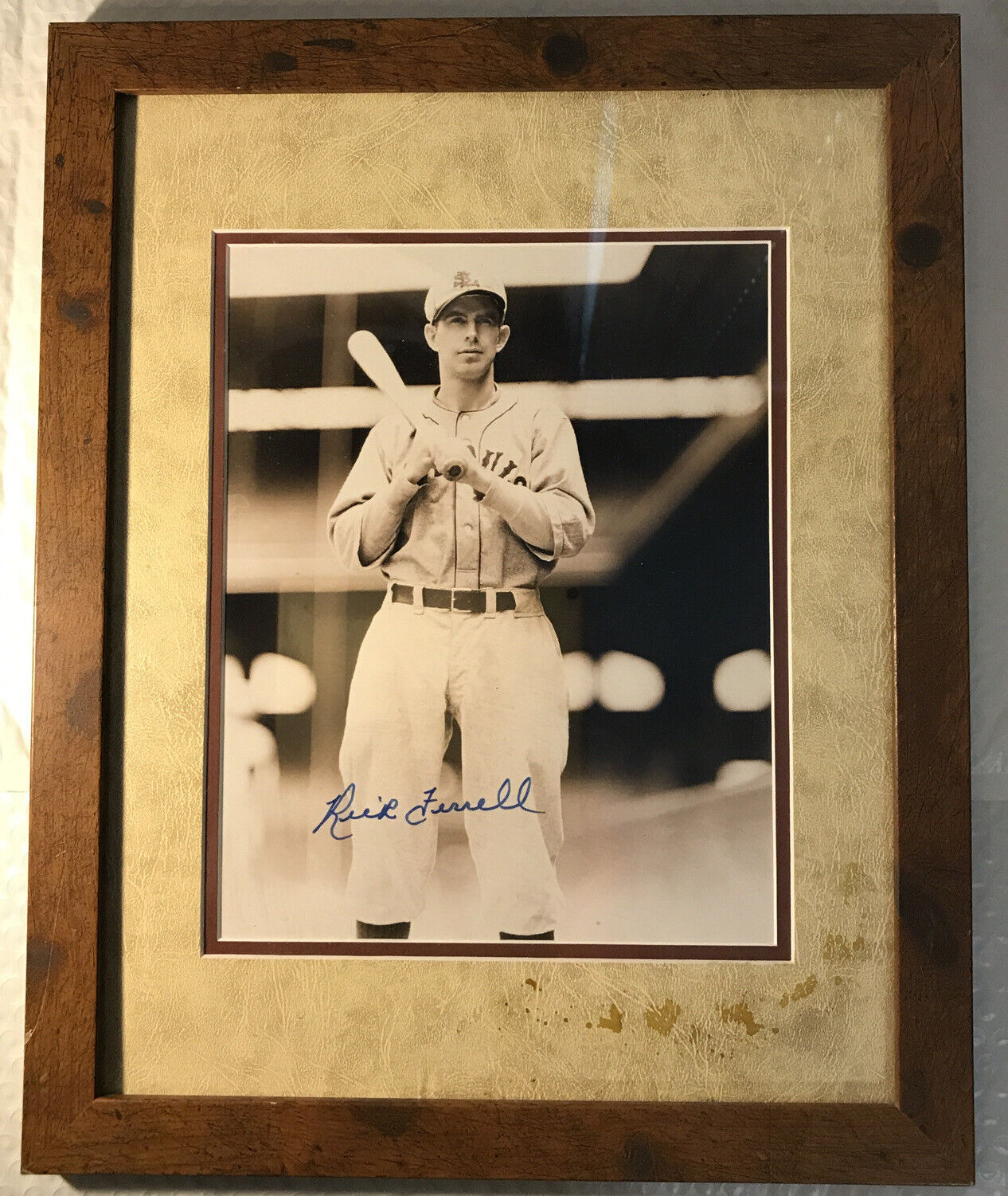 Autographed Framed Picture of St. Louis Browns Rick Ferrell 12 1/2 X 15 1/2